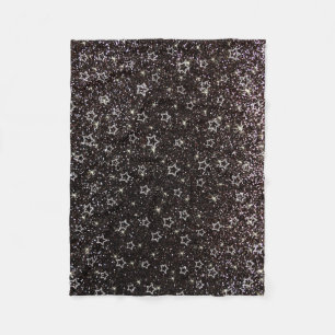 Sterne des Schwarzen Glitzer Fleecedecke