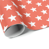 Sterne dunkelorange-weiße Muster Geschenk Geschenkpapier (Rolleneckpunkt)