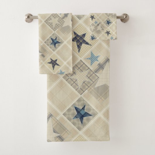 Sterne , Fliesen , blaues Badetuch Set (Insitu)