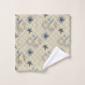 Sterne , Fliesen , blaues Badetuch Set (Waschlappen)