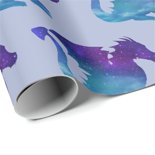 Sterne Galaxis Drache Stars Galaxy Dragon Geschenkpapier (Rolleneckpunkt)
