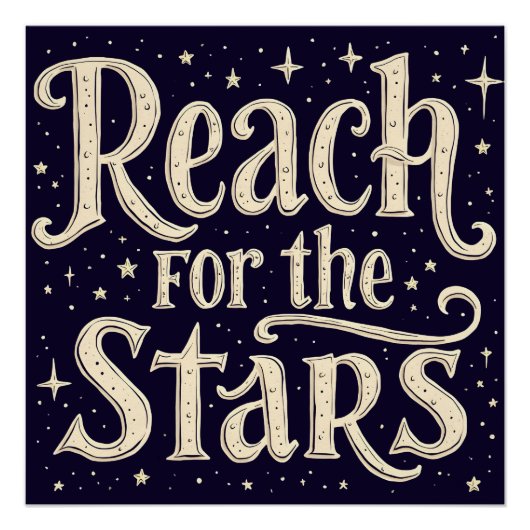Sterne greifen Celestial Typography Kunst Poster (Vorderseite)