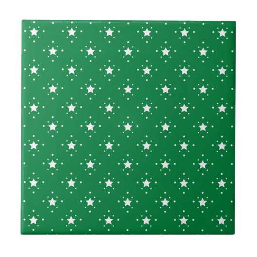 Sterne Grüner Weihnachtshintergrund Fliese (Vorderseite)