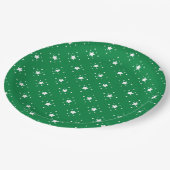 Sterne Grüner Weihnachtshintergrund Pappteller (Schrägansicht)