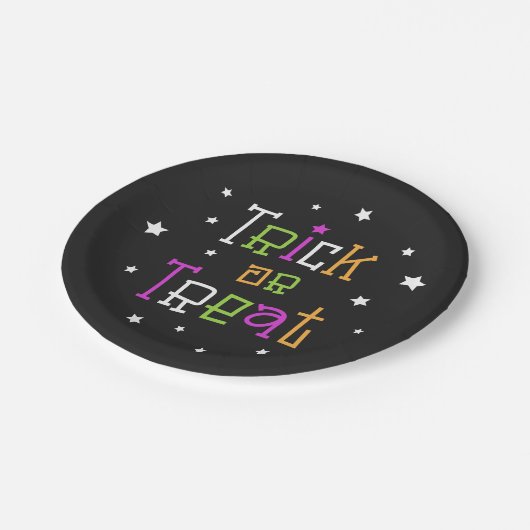 Sterne Halloween-Sterne tricksen oder behandeln Pappteller (Schrägansicht)