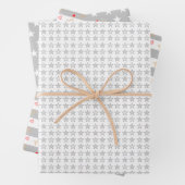 Sterne & Herzen auf Silbergrau und Weiß Geschenkpapier Set (Beispiel)