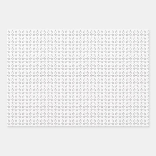 Sterne & Herzen auf Silbergrau und Weiß Geschenkpapier Set (Vorderseite)