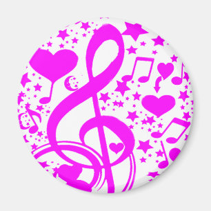 Sterne, Herzen und die Musiknoten rosa_ Magnet
