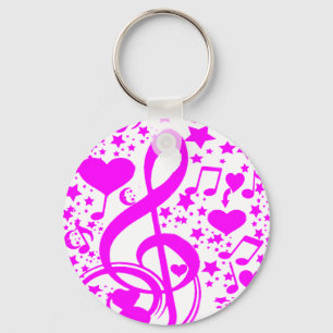 Sterne, Herzen und die Musiknoten rosa_ Schlüsselanhänger