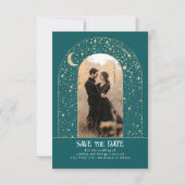 Sterne Himmelsbogen Aquamarines Save the Date Foto (Vorderseite)