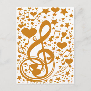 Sterne, Hörgeräte und Musiknoten,Gold_ Postkarte