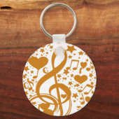 Sterne, Hörgeräte und Musiknoten,Gold_ Schlüsselanhänger (Vorderseite)