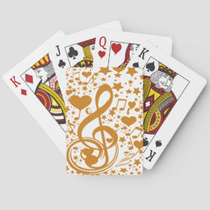 Sterne, Hörgeräte und Musiknoten,Gold_ Spielkarten