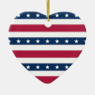 Sterne & Horizontale Streifen Personalisiert USA H Keramik Ornament