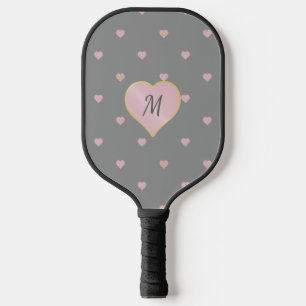 Sterne im Herzen auf Grau Pickleball Schläger