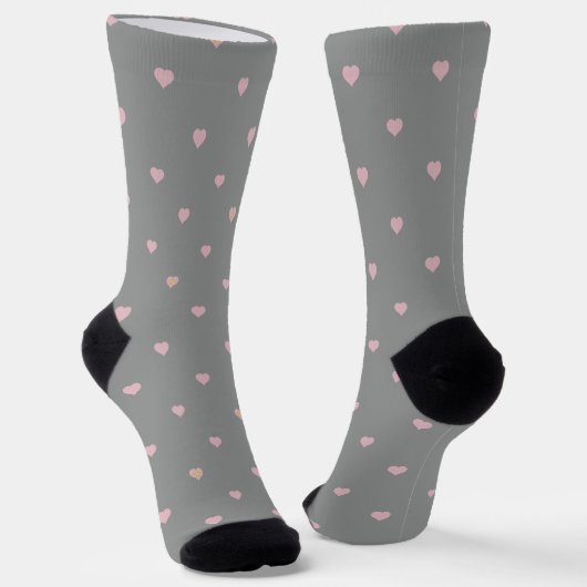 Sterne im Herzen auf Grau Socken (Gewinkelt)