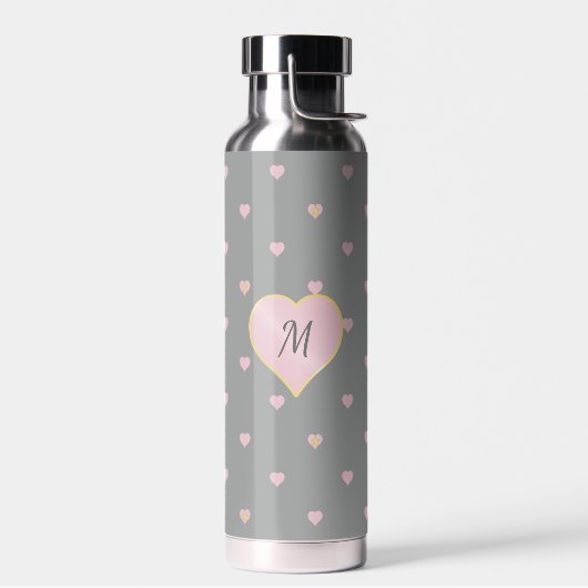 Sterne im Herzen auf Grau Trinkflasche (Links)