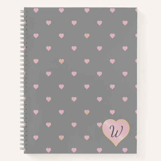 Sterne im Herzen auf Gray Spiral Notebook Notizblock (Vorderseite)