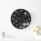 Sterne im tiefen Raum Schwarz und Weiß Große Wanduhr (Zuhause)