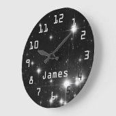 Sterne im tiefen Raum Schwarz und Weiß Große Wanduhr (Winkel)