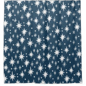 Sterne im weißen Muster der Sky Navy Duschvorhang (Vorderseite)
