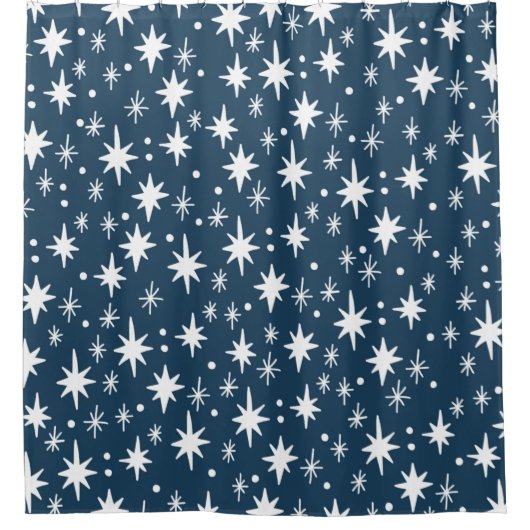 Sterne im weißen Muster der Sky Navy Duschvorhang (Vorderseite)