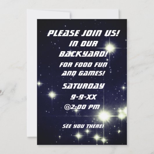 Sterne in Deep Space Dark Blue Happy Birthday Einladung (Rückseite)