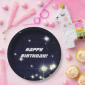 Sterne in Deep Space Dark Blue Happy Birthday Pappteller (Party)