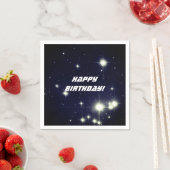 Sterne in Deep Space Dark Blue Happy Birthday Serviette (Beispiel)