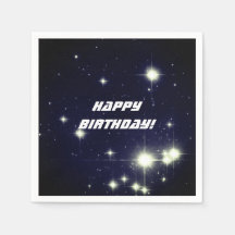 Sterne in Deep Space Dark Blue Happy Birthday