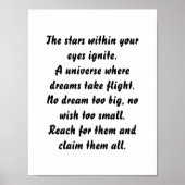 Sterne in den Augen Inspiration Mini Gedicht Poster (Vorne)