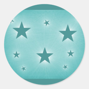 Sterne in den Nachtschwärmeln, Aquamarin Runder Aufkleber