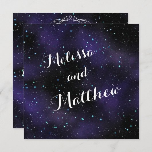 Sterne in der nächtlichen Himmelshochzeit Einladung (Vorne/Hinten)
