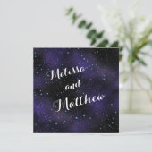 Sterne in der nächtlichen Himmelshochzeit Einladung (Stehend Vorderseite)