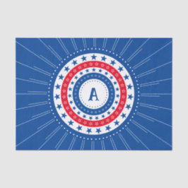 Sterne in Rot, Weiß und Blau mit Monogramm Seidenpapier