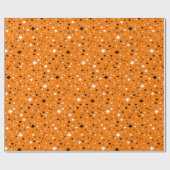 Sterne in Schwarz und Weiß in Orange Geschenkpapier (Flach)