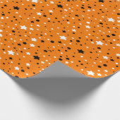 Sterne in Schwarz und Weiß in Orange Geschenkpapier (Ecke)