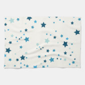 Sterne in verschiedenen Blautönen auf weiß Geschirrtuch (Horizontal)