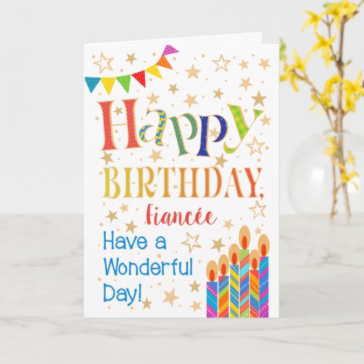 Sterne, Jagd, Kerzen für Fiancée Birthday Karte (Gelbe Blume)