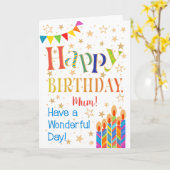 Sterne, Jagd, Kerzen für Mama zum Geburtstag Karte (Gelbe Blume)