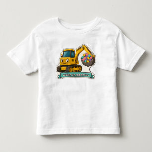 Sterne lächelnd schaufeln Gelber Bagger Kleinkind T-shirt