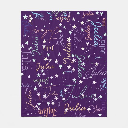Sterne Lila Himmel mit ihrem Namen Fleecedecke (Vorderseite)