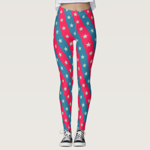 Sterne & Linien Rosa Blau Minimal Muster Leggings