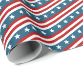 Sterne & Linien Rotes Weiß Blaues Minimales Muster Geschenkpapier (Rolleneckpunkt)