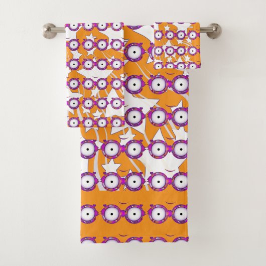 Sterne Mit Brille Kinder Orange Badhandtuch Set (Insitu)