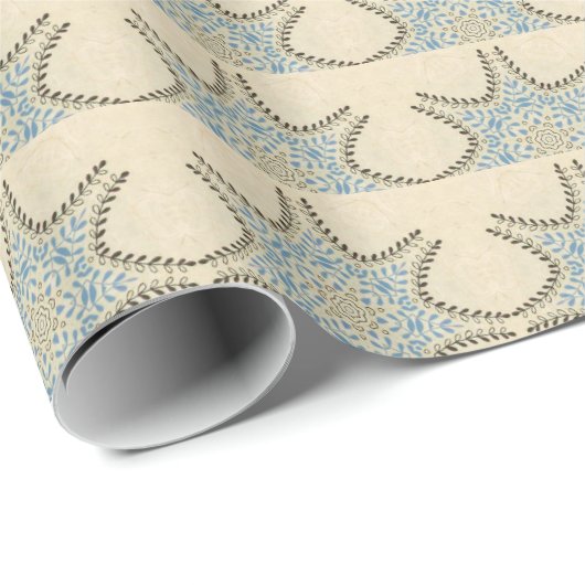 STERNE MIT KREAMBLAUEN GESCHENKPAPIER (Rolleneckpunkt)