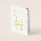 Sterne, Mond, Schneeflocken und frohe Weihnachten, Folienkarte (Vorderseite)