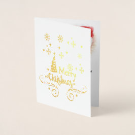 Sterne, Mond, Schneeflocken und frohe Weihnachten, Folienkarte