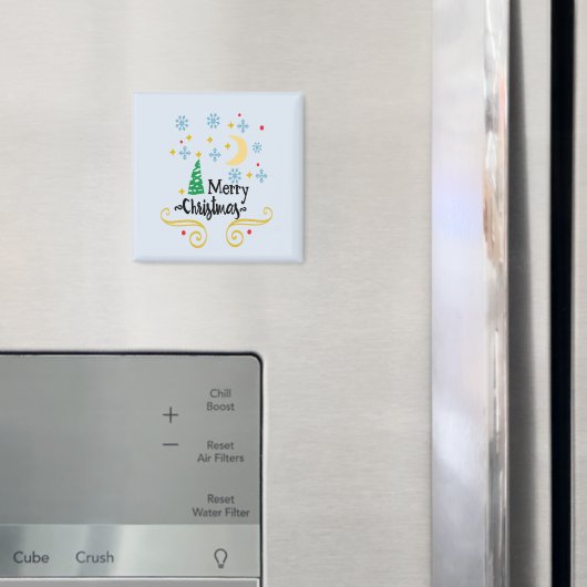 Sterne, Mond, Schneeflocken und frohe Weihnachten, Magnet (In Situ (Kühlschrank))