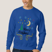 Sterne, Mond, Schneeflocken und frohe Weihnachten Sweatshirt (Vorderseite)
